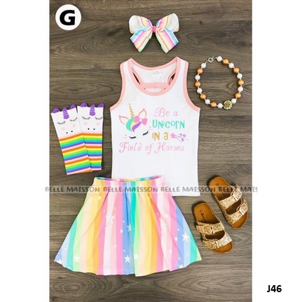 setelan baju rok anak unicorn